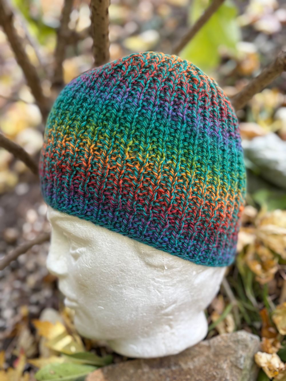 Teal Rainbow Beanie